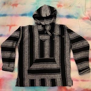 Black & white Baja poncho